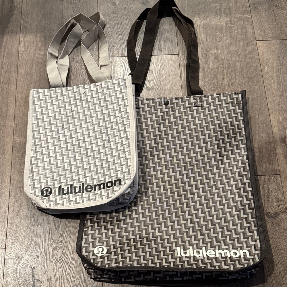 NEW Lululemon Shopping Bag 2025 Holiday Print Large and Small Size BUNDLE